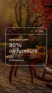 Get 80% Off on 3D Furniture Models! From contemporary chic to vintage charm, our collection covers a wide spectrum of styles to suit your project's needs. Discover the perfect pieces to breathe life into your virtual spaces. Explore our extensive catalog online and find the ideal 3D furniture models for your projects. It's time to bring your visions to life with style and savings. https://3dmodels.org/3d-models/furniture/?sale | 3DModels.org