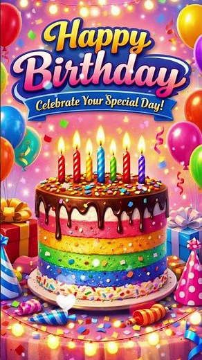 Best Happy Birthday Greetings Video 🥳🎈 Colorful Party, Cake & Balloons