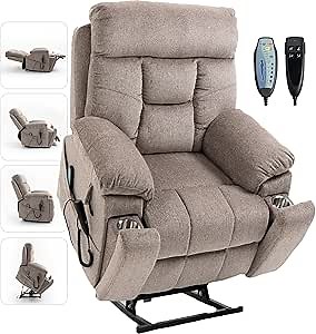 26in Extra Large Lazy Boy Recliner Chair for Tall Men Up to 6'2"/350lb Adjustment Power Lift Recliner Chair with Cupholder, Massage Chair Recliner with Lumbar Heating