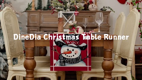 Christmas Snowman Red Table Runner 13x72 Inches, Winter Holiday Indoor Outdoor Table Decoration for Home