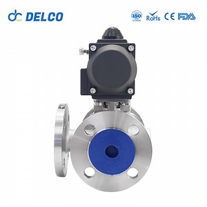 [Hot Item] DELCO Double Acting PTFE Flange Spring Return 3 Ways Pneumatic Ball Valves