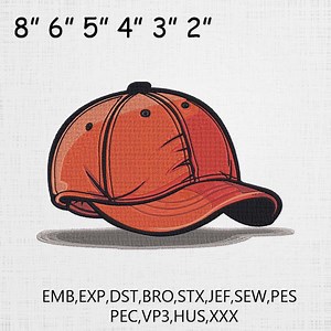 Baseball Cap Embroidery Design: Sporty Applique Machine File (6 Sizes, Digital Download - Etsy