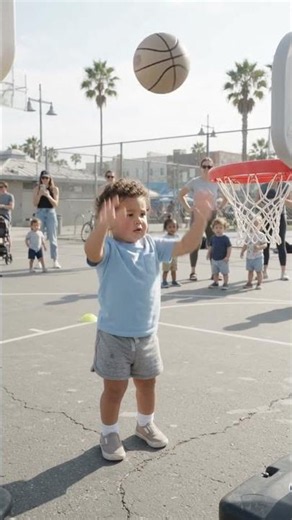 Toddler Makes His First Basketball Hoop!