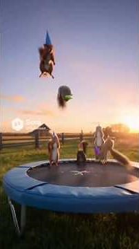 Squirrels’ Trampoline Party | Epic Slow-Motion Backyard Fun #funny #lifeisbutadream #pixarstyle