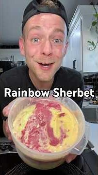 Try this easy recipe for Homemade Rainbow Sherbet 😁 #rainbowsherbet #orangesherbet #raspberry #lime