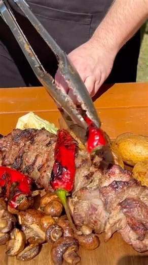Grilled beef shank on a skewer! A recipe for a delicious meat skewer! #grill #beef
