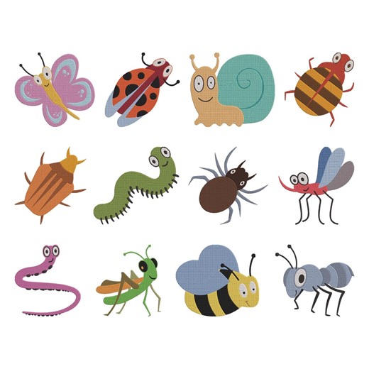 Bug Insects Embroidery Design, Cartoon Bug Insects Machine Embroidery File, 12 Design, 9 Size, Instant Download - Etsy