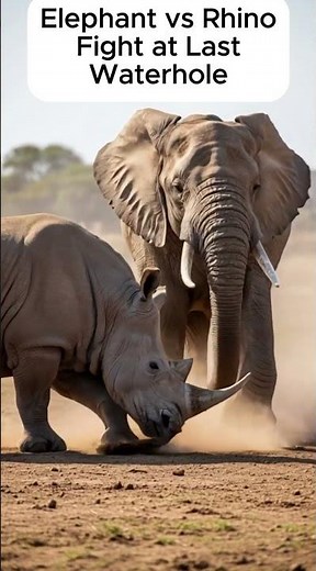 Elephant vs Rhino Fight at Last Waterhole |Giants Clash in African Drought | Wildlife Documentary