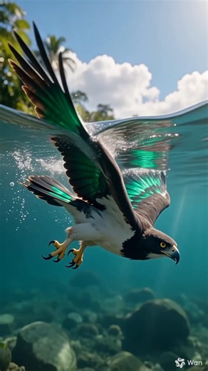 Harpy eagle | fish catching | shallow waters | no mercy