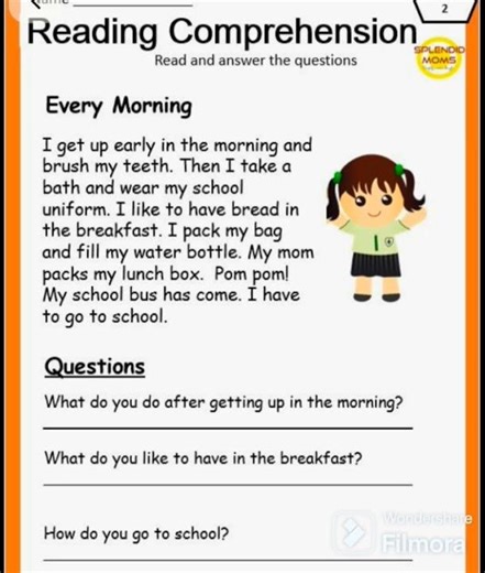 Comprehension Worksheet Practice | Reading Comprehension for Kids | English Learning Worksheet