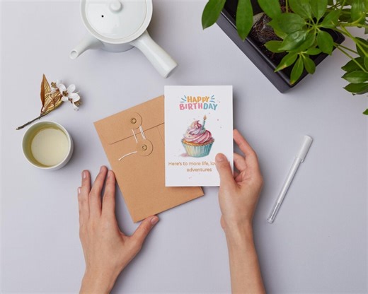 Cupcake Birthday Card, Printable 5x7, Modern Design (digital Download) - Etsy