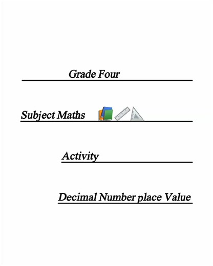 Understanding Decimal Numbers | Grade 4 Math Activity