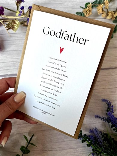 Personalised Godfather Poem Card – Christening, Baptism Gift - Etsy