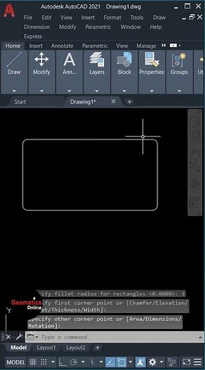 Rectangle Fillet In AutoCAD