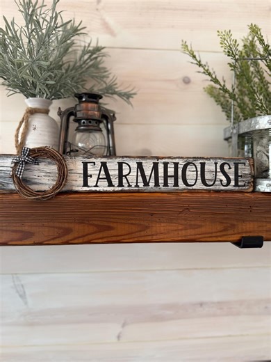 Handcrafted Vintage Rustic FARMHOUSE Thick Wood Sign With Vine Wreath White Distressed Farm Decor Gift - Etsy