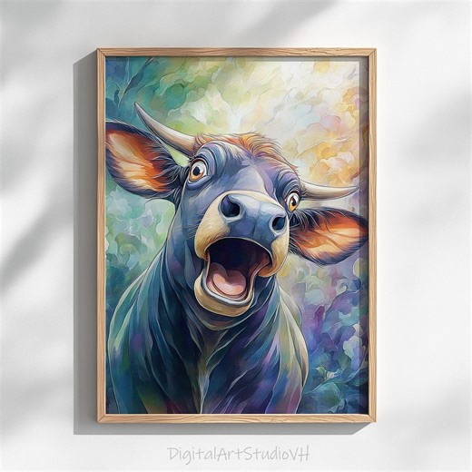 Cartoon Cow Art Print – Whimsical Farmhouse Decor (digital Download) - Etsy