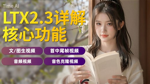comfyui-LTX2.3核心功能详解。文生视频/图生视频，首中尾帧视频，音频做视频，音色克隆视频