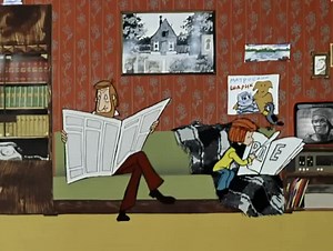 Animated Scenes Featuring a Cartoon Character and Bird