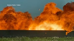 Car explosion along Texas highway caught on video