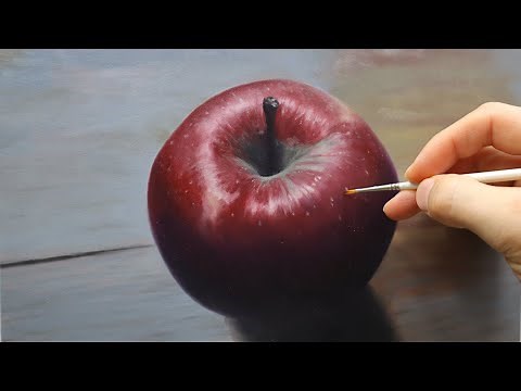How to paint a realistic apple - apple painting tutorial