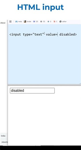 HTML input disabled attribute #htmltutorial #coding