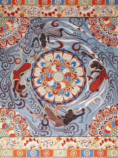 115 reactions · 11 shares | As #AI encounters #Dunhuang's art, the ancient caisson ceiling bridges centuries to the present. Watch as lotuses twirl and bloom, and flying apsaras glide through streams of light. Every pattern reveals the symbiotic code of digital art and tradition. #SRDICEinGansu #DunhuangCulture #ArtMeetsTech #Gansu | Dunhuang Academy | Facebook