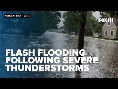 Flash flood conditions near Lambeau Field following severe storms
