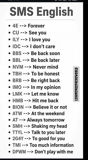 SMS English 📱✨ | Common Text Abbreviations You Must Know