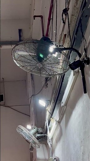 20" and 25" Wing Ton high velocity industrial wall fans and ~12" some exhaust fans