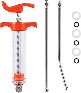 20ML Animal Drenching Syringe, 2 Nozzles, Adjustable Dosage, Reusable, Suitable for Goat, Horse, Sheep, Pig, Cattle, Dog, Cat