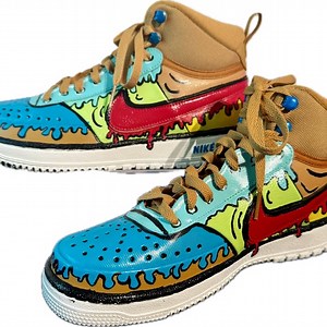 Nike Court Vision Sneakers with Graffiti Design Size 8 Mens New custom comic