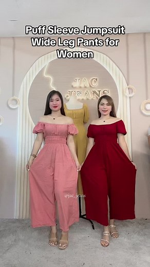 Perfect for all occasions Puff Sleeve Wide Leg Pants for Women ✨get yours now !!! #jumpsuits #jumpsuitstyle #overalljumpsuits #budolfinds #fashion