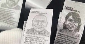 Clothing brand has unique labels displaying the workes on the clothes they create
