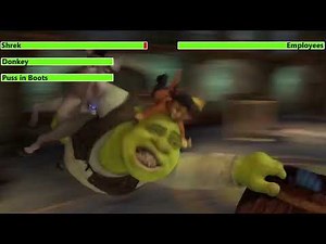 Shrek 2 (2004) Potion Factory Scene with healthbars