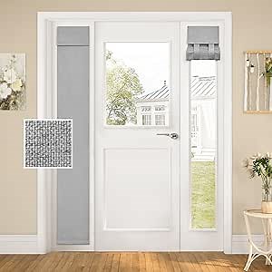 HOMEIDEAS Blackout Linen Sidelight Curtains for Front Door, Side Door Window Curtains, Small Window, Modern Farmhouse Covering Decor, 1 Panel, W12 X L68 Inch, Light Grey