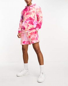 Hollister co-ord script logo dopamine acid wash sweat shorts in pink | ASOS