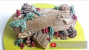 14K views · 274 reactions | Festive Yule Log cake tutorial Visit my channel for FREE full version & more: YouTube.com/ffeabysawsen  . | Fancy Favours & Edible Art | Facebook