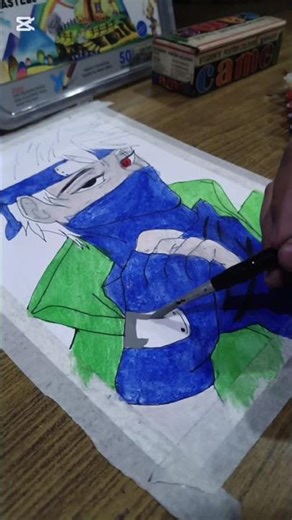 Drawing Kakashi hatake 🤯💨💯water colour #art#colourd art#anime#viral#sort