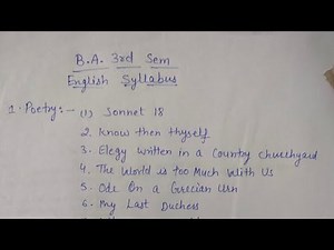 English syllabus b. a 3rd sem || b a 3rd sem english syllabus #english #ba