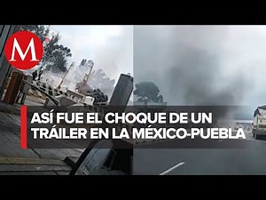 A trailer without brakes hits a toll booth on the Mexico-Pachuca highway.