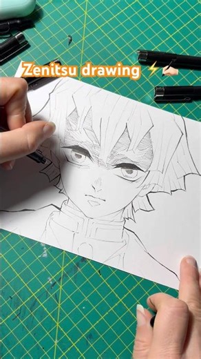 Drawing ZENITSU from Demon Slayer ⚡️ #shorts #demonslayer