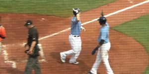 Corey Dickerson hits a home run clear out of the park and onto a rooftop