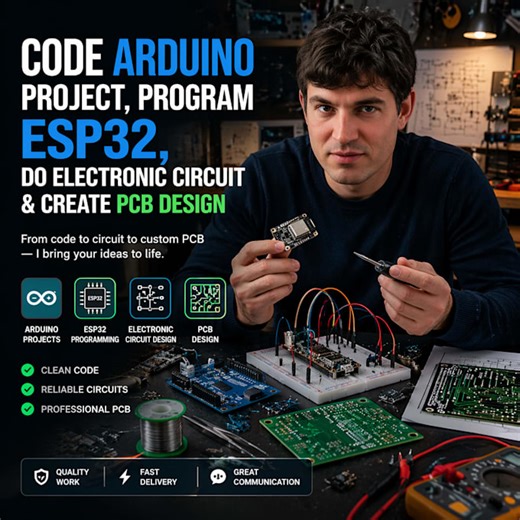Coder le projet arduino, programmer esp32, faire un circuit électronique et créer une conception de circuit imprimé