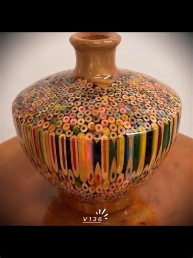 Stunning Multicolored Pencil Art on the Lathe