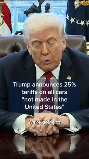 President Donald Trump on Wednesday said he would impose 25% tariffs on “all cars that are not made in the United States.” Trump said in the Oval Office that there is “absolutely no tariff” for cars that are made in the U.S. Full details: cnb.cx/4hP25da | CNBC