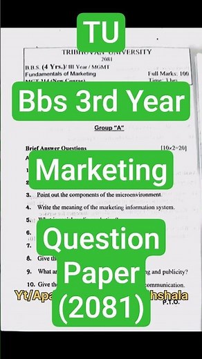 Fundamentals of Marketing || BBS 3rd Year Exam Question Paper 2081