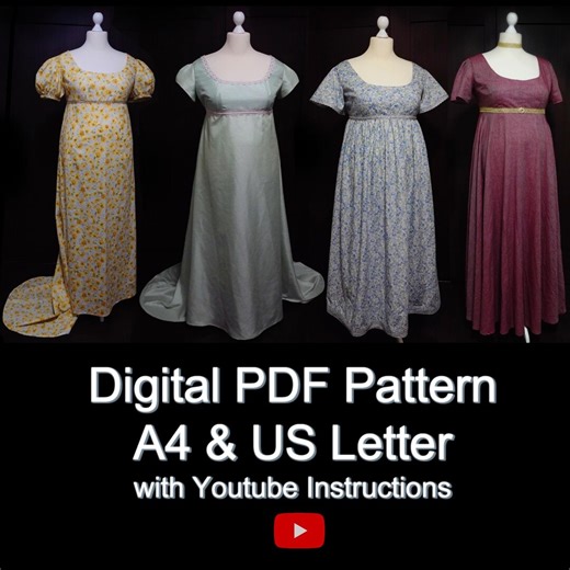 Digital PDF Pattern for Plus Size Regency Dress - Mix and Match Regency Dress Pattern - Bust Size 42 to 56 Inches - Sewing Pattern - Etsy