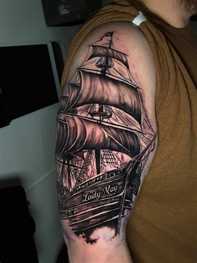 Bringing Tattoos to Life: Huge Shoulder Ship Design