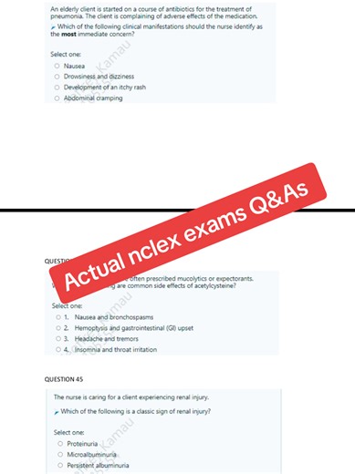 Actual nclex exams questions and answers that will guarantee you excellent scores are here #nclexprep #nclexpn #nclexexams #nclextips #nclexrn