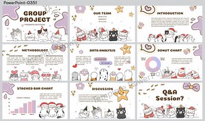 Cute Cat Group Project Powerpoint Template | 9 Slides | Kawaii Student Presentation - Etsy